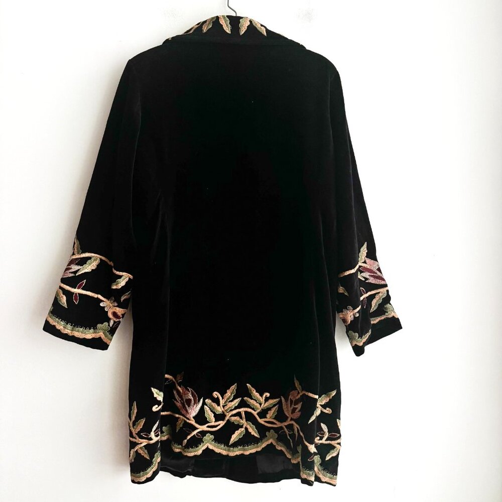 Black Embroidered Velvet Coat - Mahogany - Picture 6 of 7